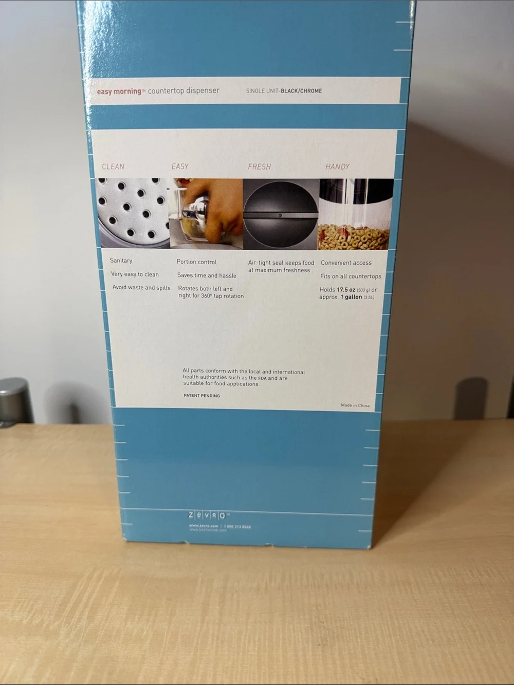 Zevro Easy Morning Countertop Dispenser - Clear & Black